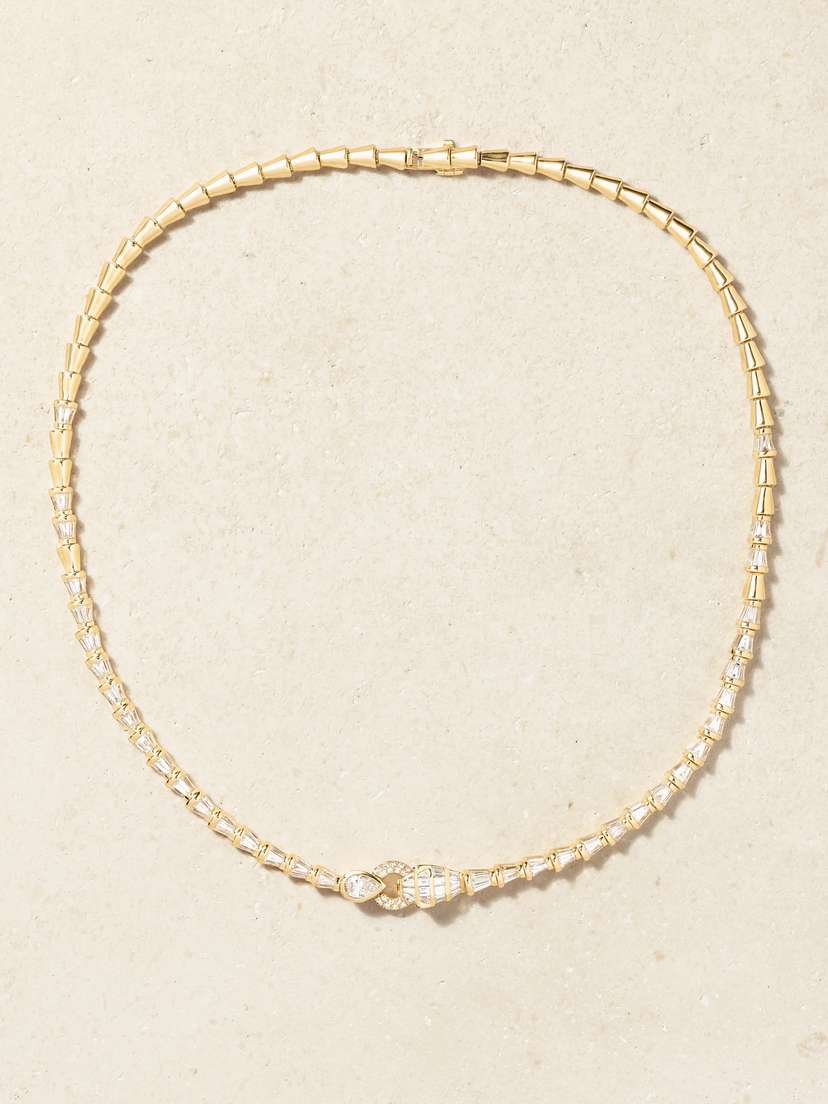 SHAY Serpentine 18-karat, Diamond And Garnet Necklace