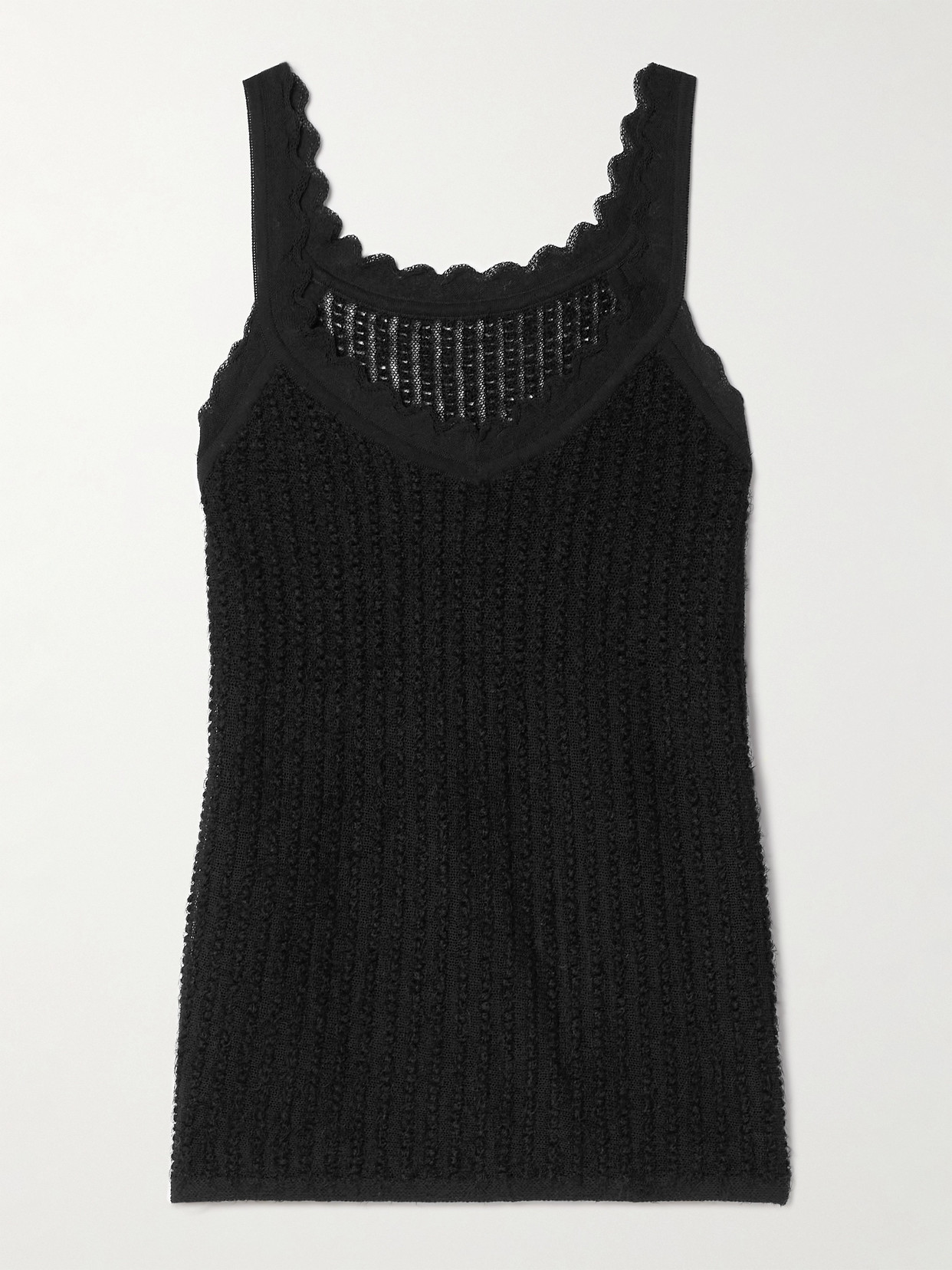 Khaite Ennio Scalloped Pointelle-knit Tank In Black