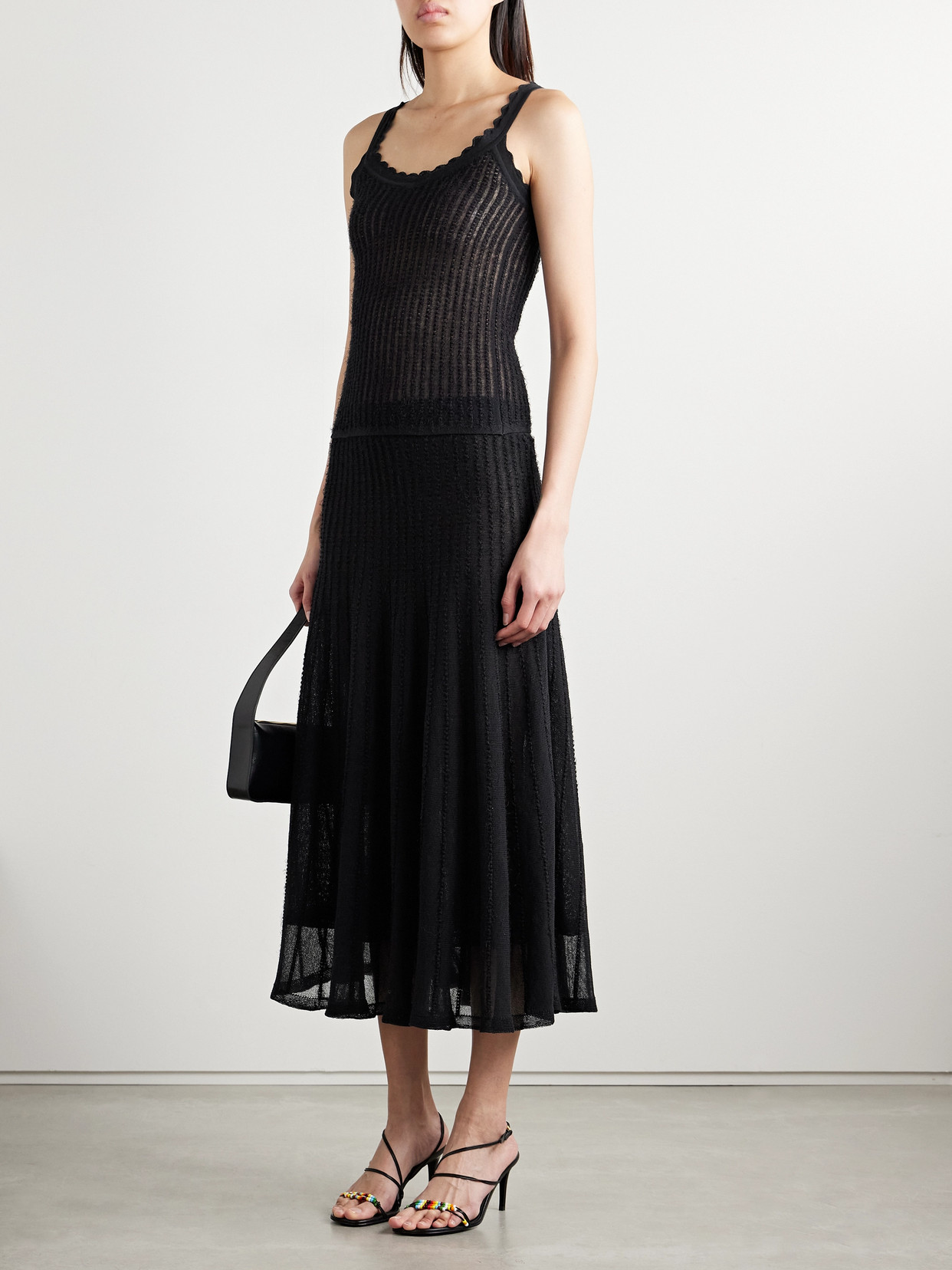 Khaite Ennio Scalloped Pointelle-knit Tank In Black