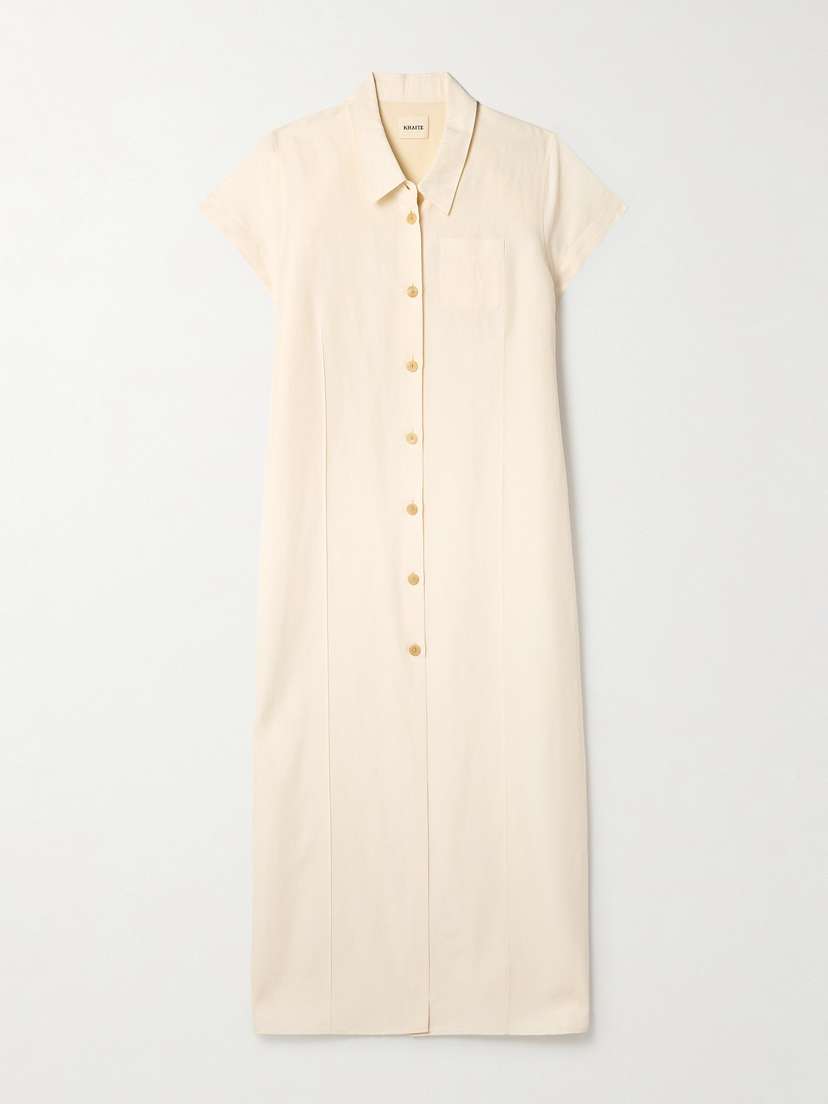 Khaite Effy Silk And Cotton-blend Organza Midi Shirt Dress