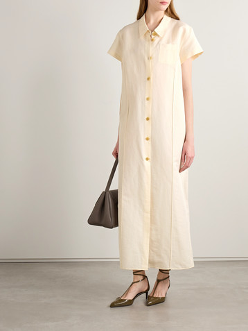 KHAITE Effy silk and cotton-blend organza midi shirt dress
