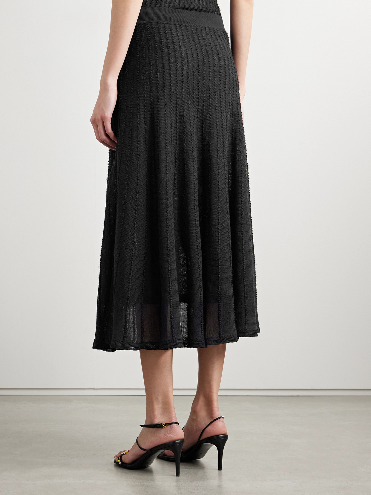 Khaite Dawn Pointelle-knit Midi Skirt In Black