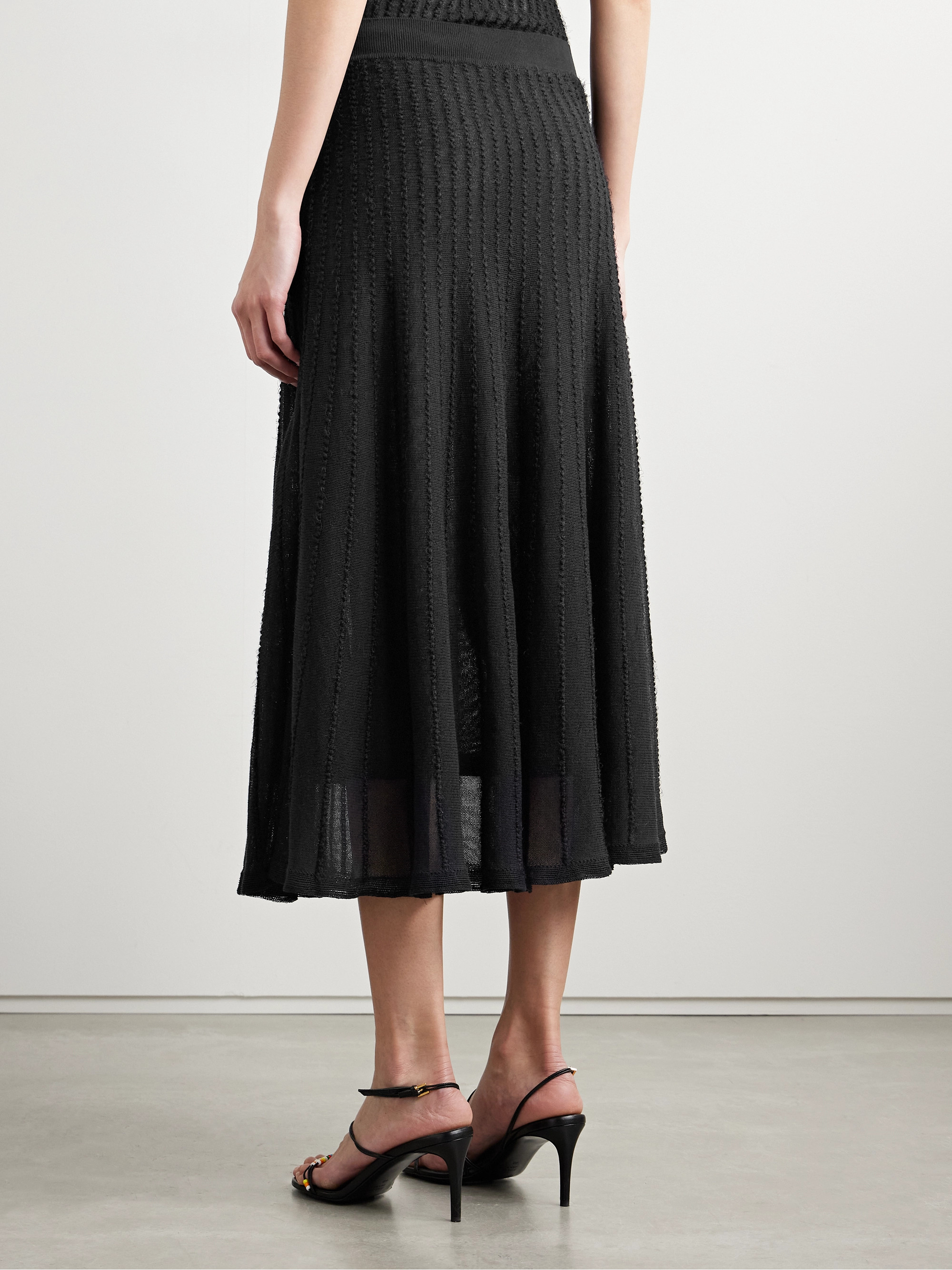 KHAITE Dawn pointelle-knit midi skirt