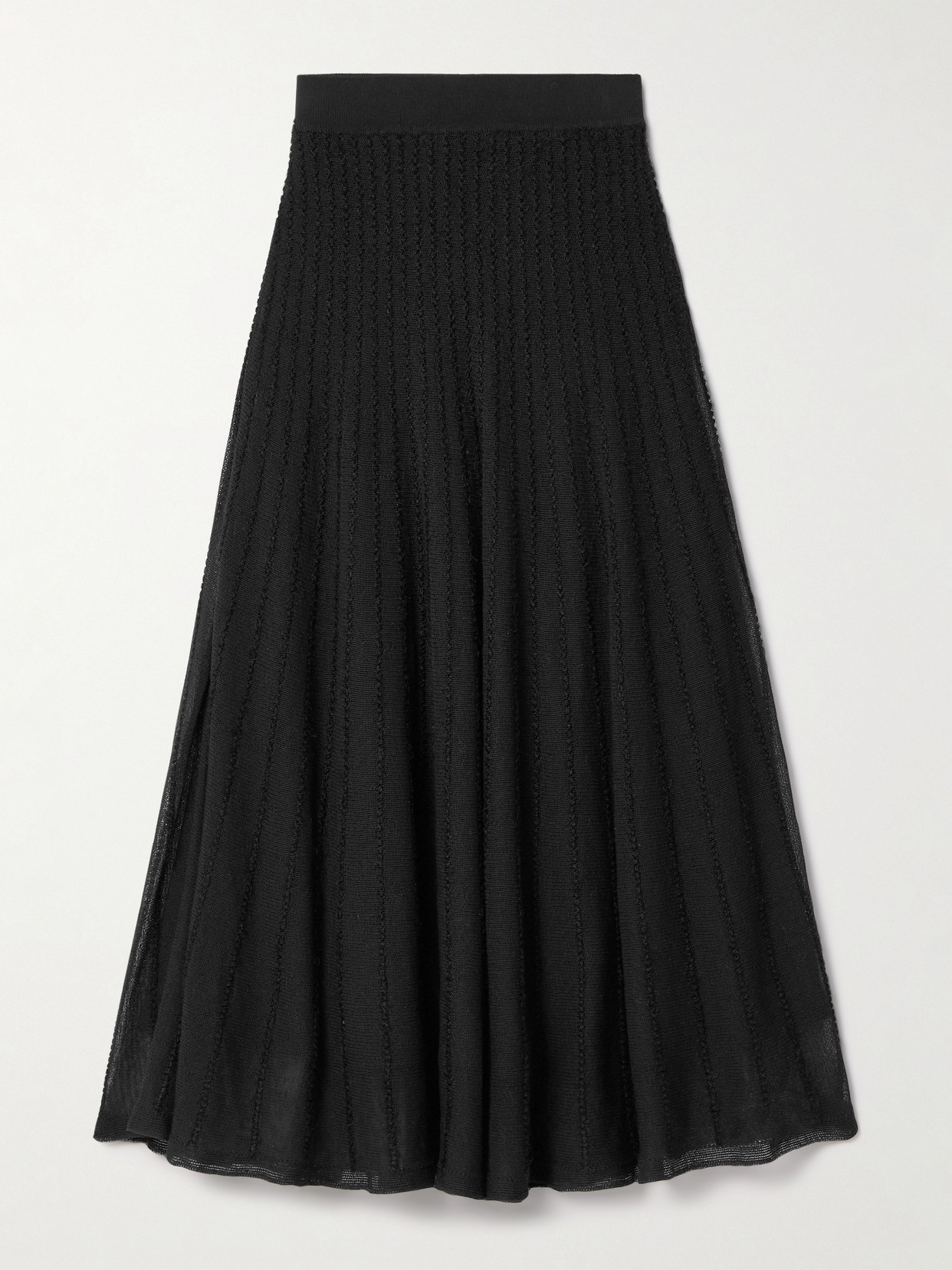 KHAITE - Dawn Pointelle-knit Midi Skirt - Black