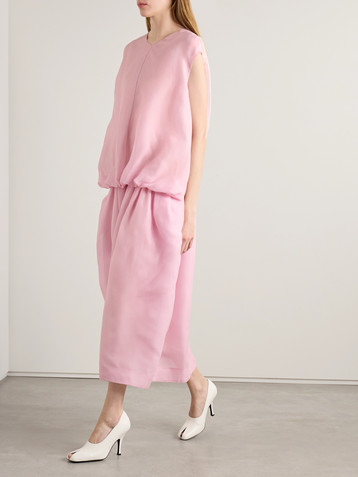 KHAITE Noah gathered silk-organza midi dress