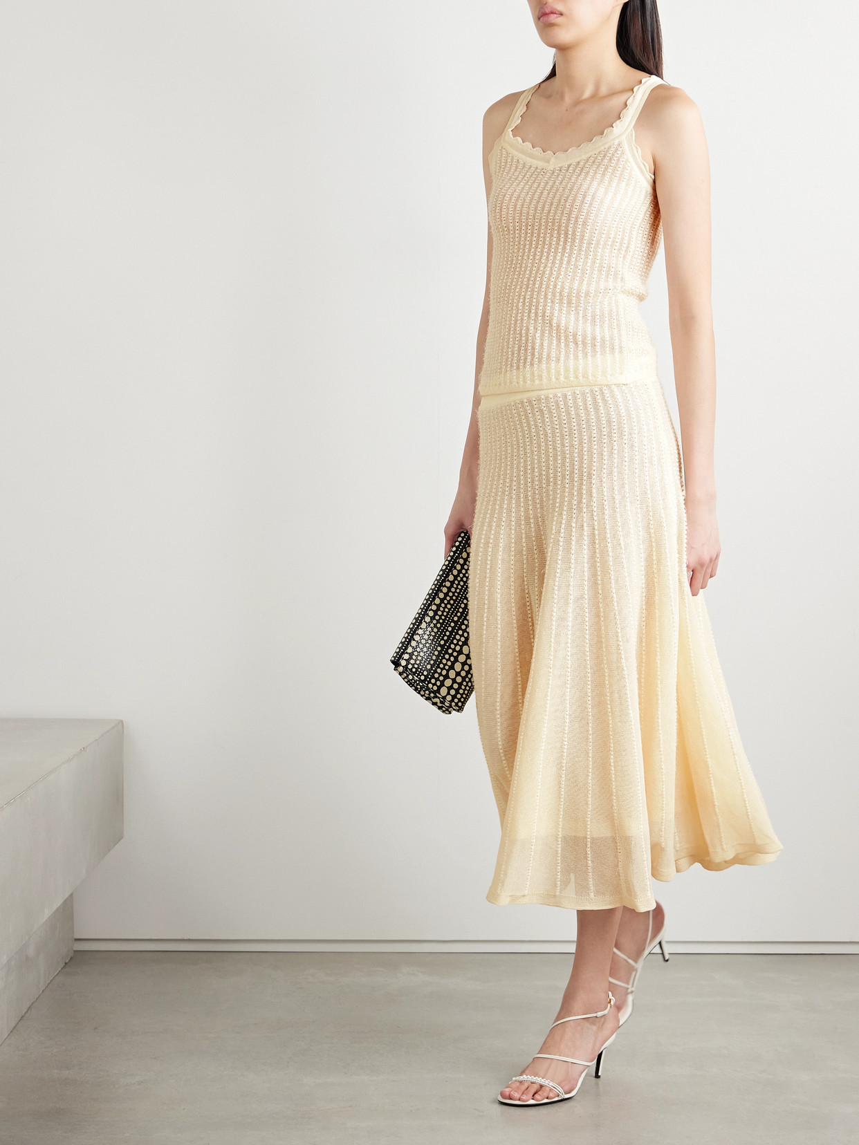 Khaite Ennio Scalloped Pointelle-knit Tank In Cream