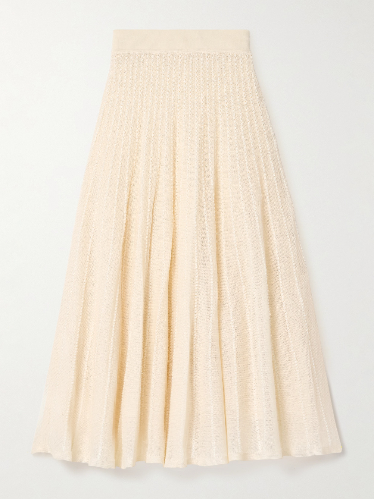 Khaite Dawn Pointelle-knit Midi Skirt In Cream
