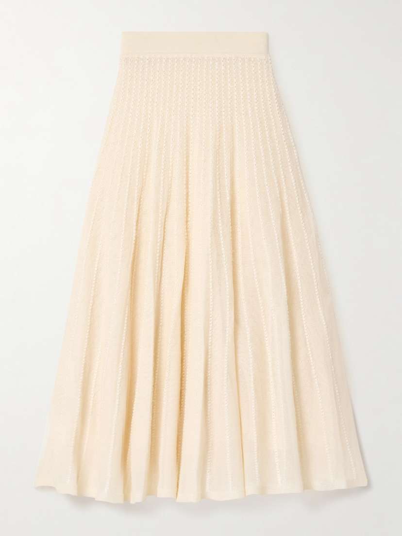 Khaite Dawn Pointelle-knit Midi Skirt