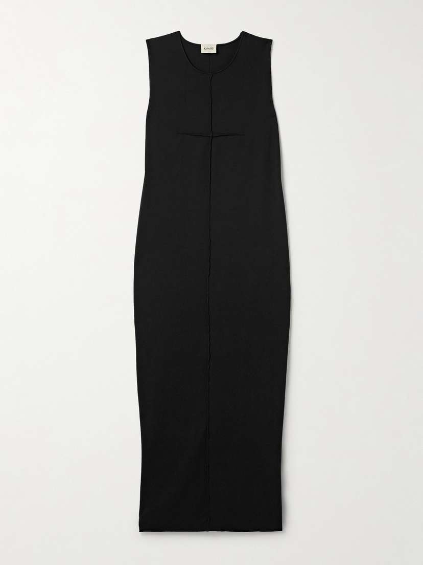 Khaite Hal Paneled Cotton-jersey Midi Dress