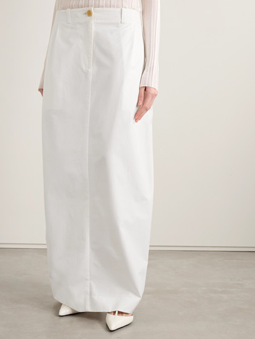 KHAITE Lucian pleated cotton-poplin maxi skirt