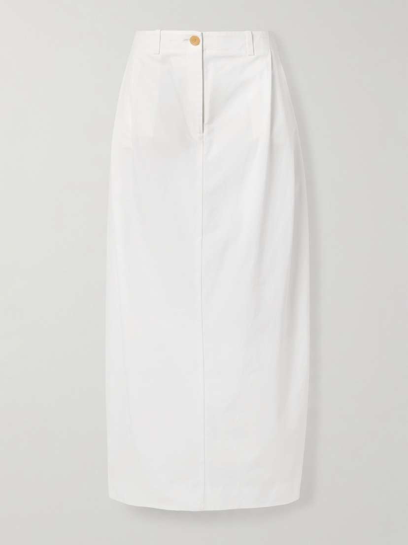 Khaite Lucian Pleated Cotton-poplin Maxi Skirt