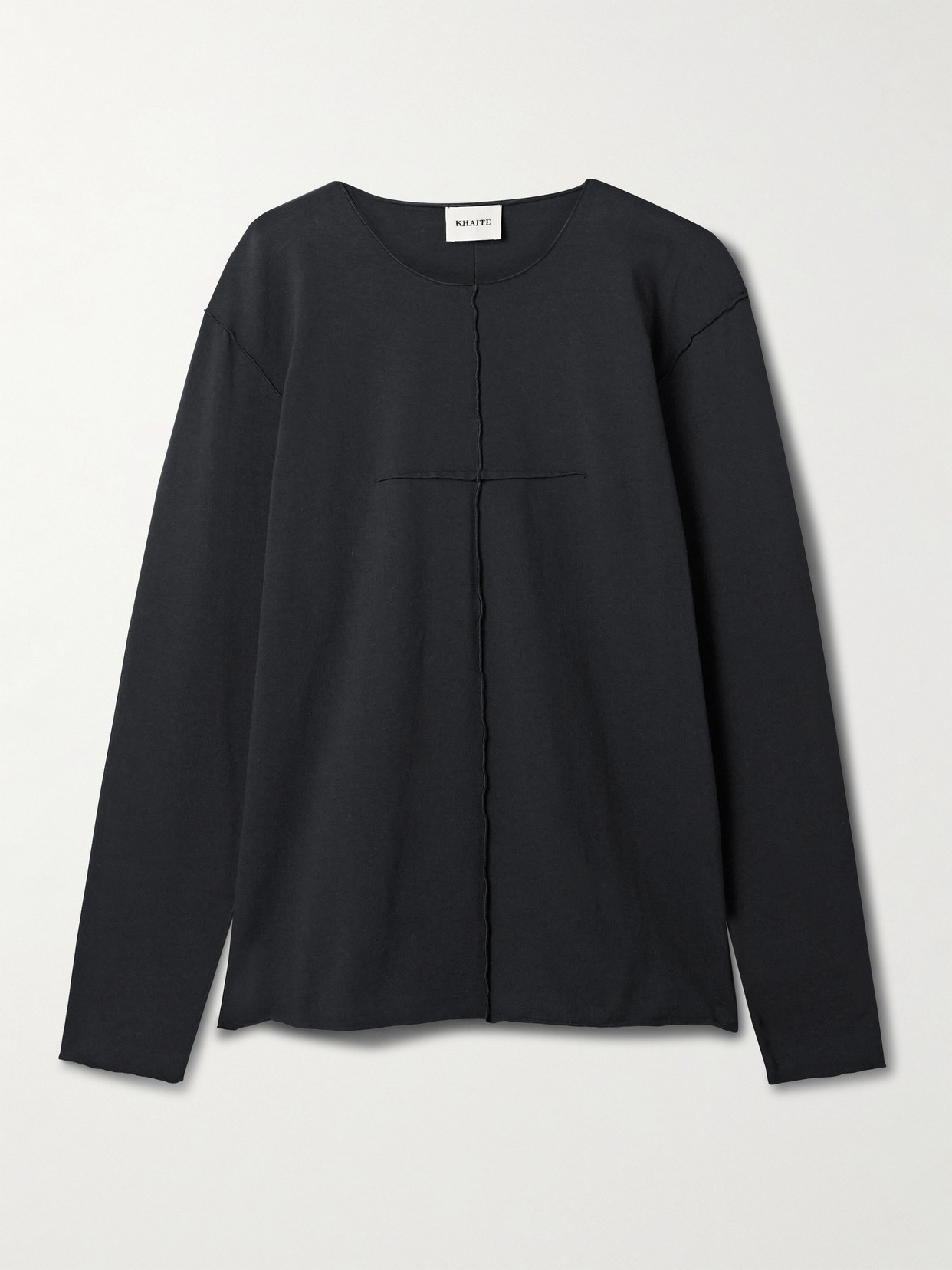Khaite Kit Paneled Cotton-jersey T-shirt In Black