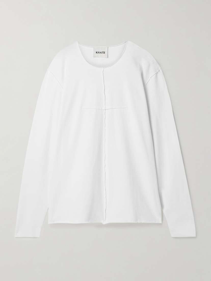 Khaite — Kit paneled cotton-jersey T-shirt