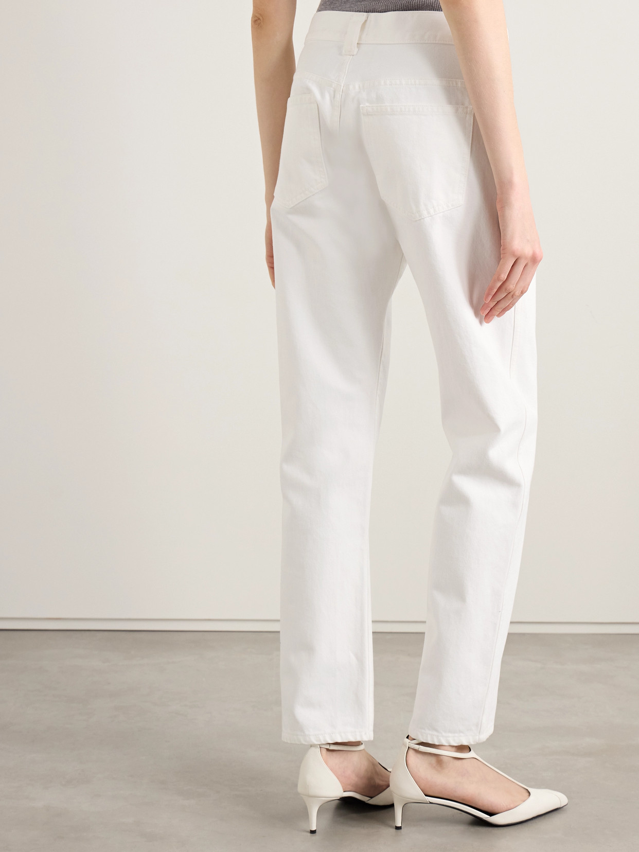 Khaite Danielle High Waist Straight Leg Jeans In White
