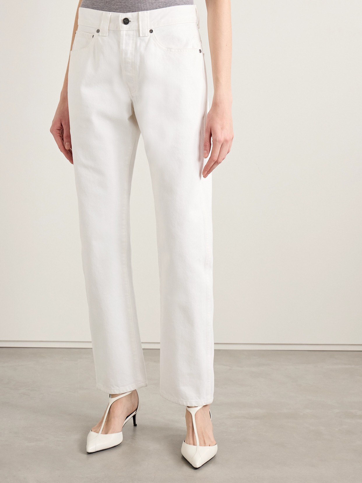Khaite Danielle High Waist Straight Leg Jeans In White