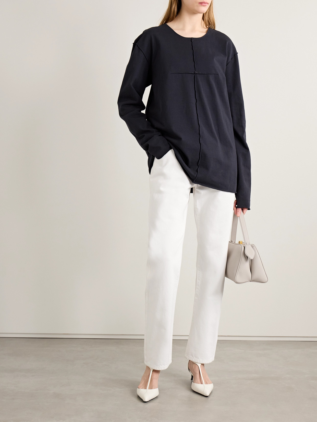 Khaite Danielle High Waist Straight Leg Jeans In White