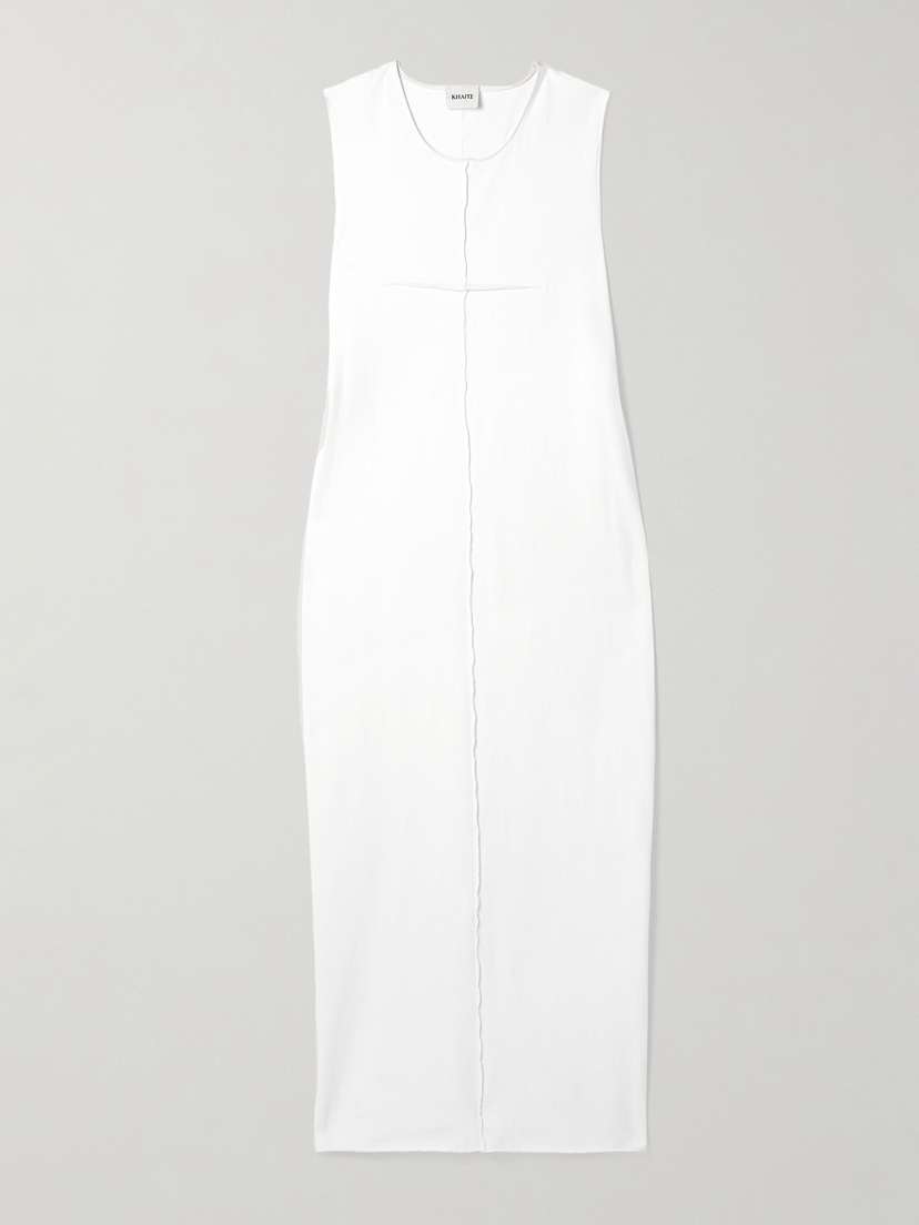 Khaite — Hal paneled cotton-jersey midi dress