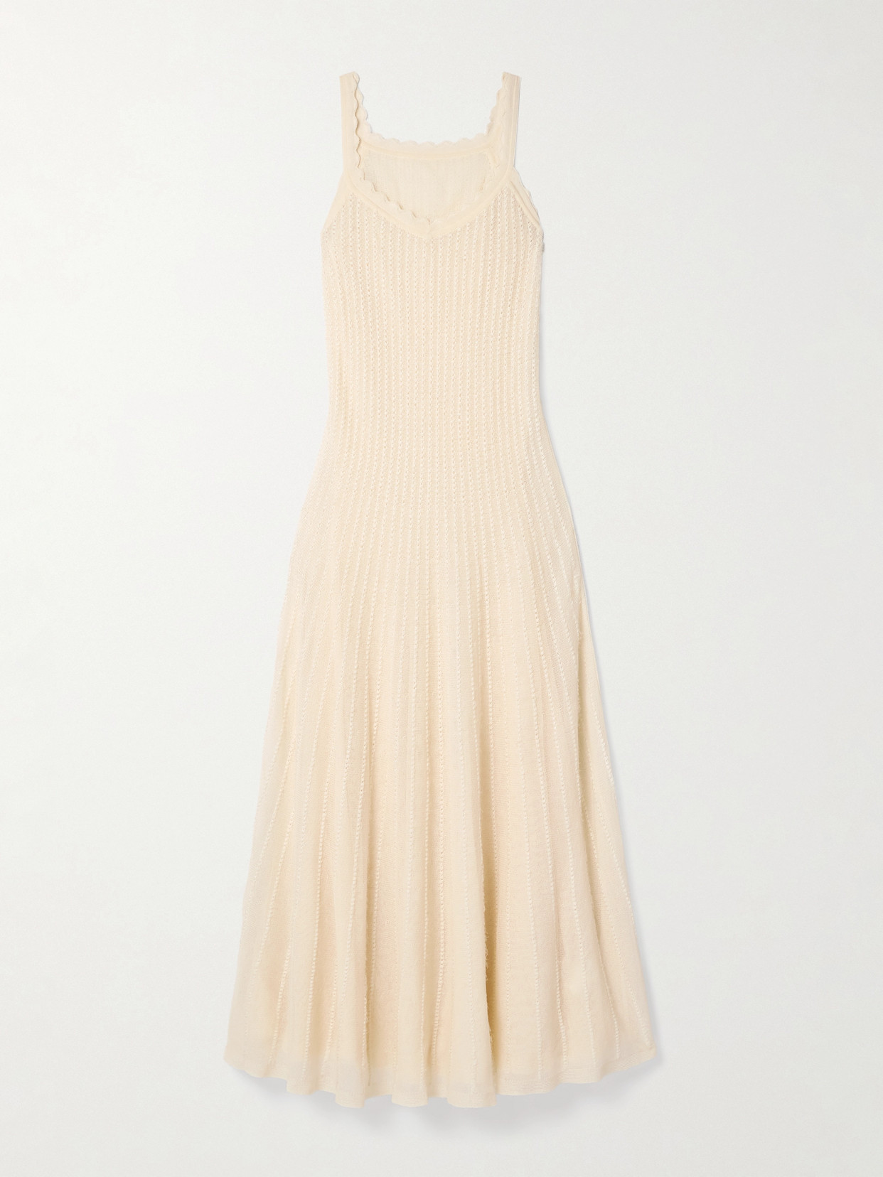 Khaite Thora Pointelle-knit Midi Dress In Cream