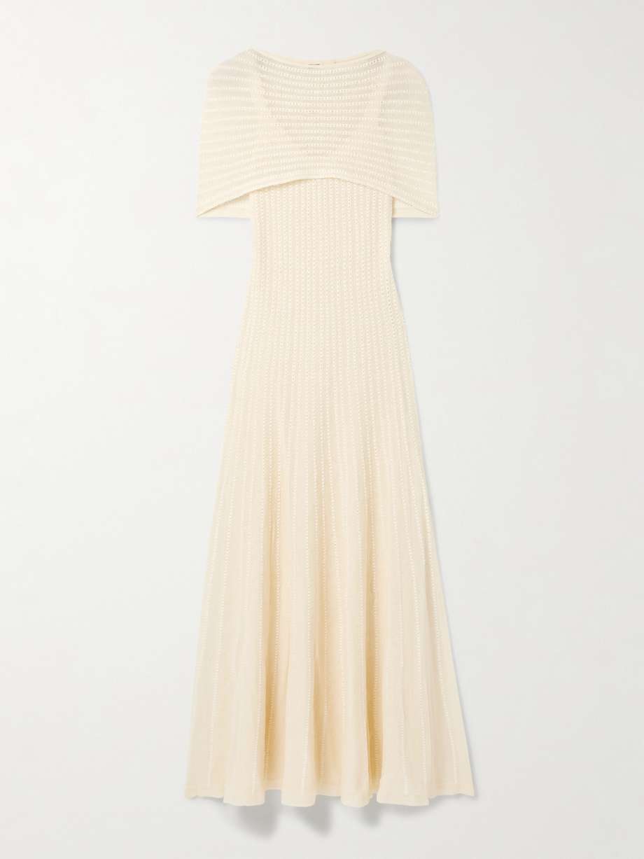 thora pointelle-knit midi dress