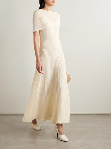 KHAITE Thora pointelle-knit midi dress