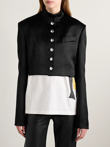 KHAITE Samuelson cropped duchesse-satin jacket