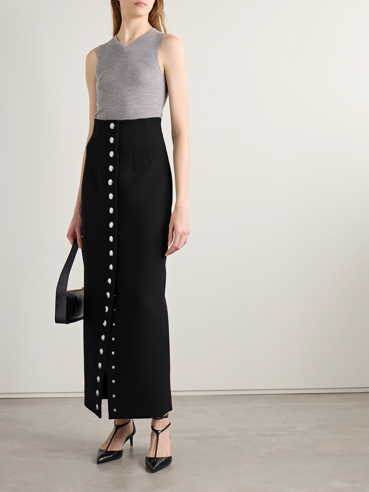 Khaite Brynlee Crepe Maxi Pencil Skirt In Black