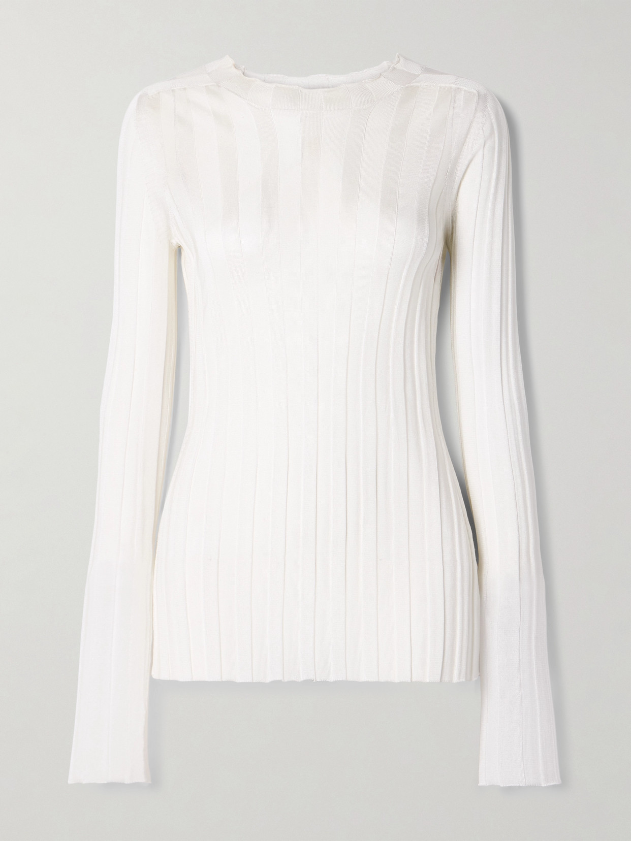 Khaite Cosette Ribbed-knit Top In White