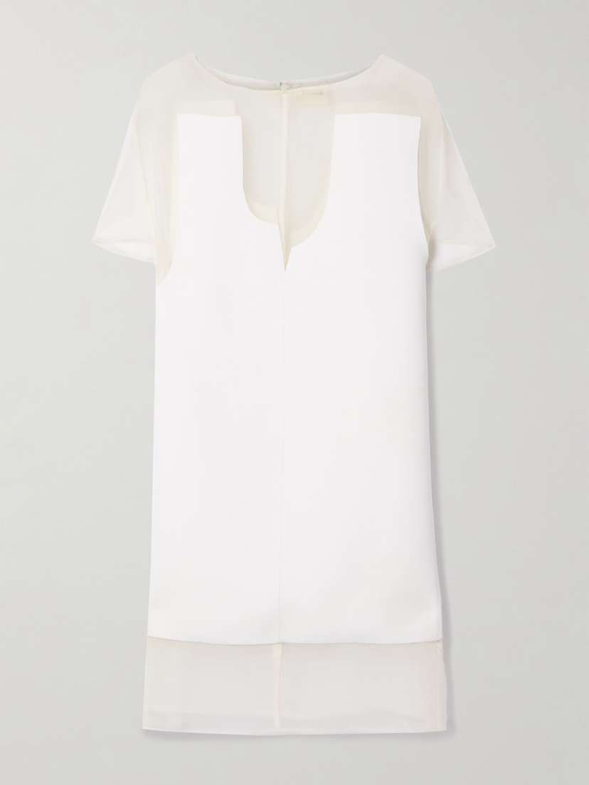 Khaite Winona Paneled Crepe And Chiffon Mini Dress