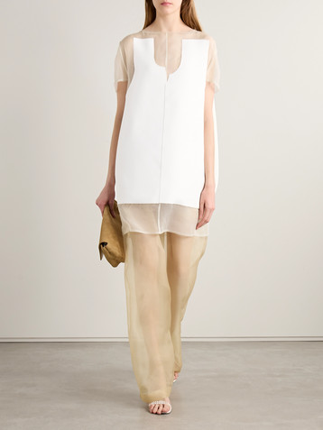KHAITE Winona paneled crepe and chiffon mini dress