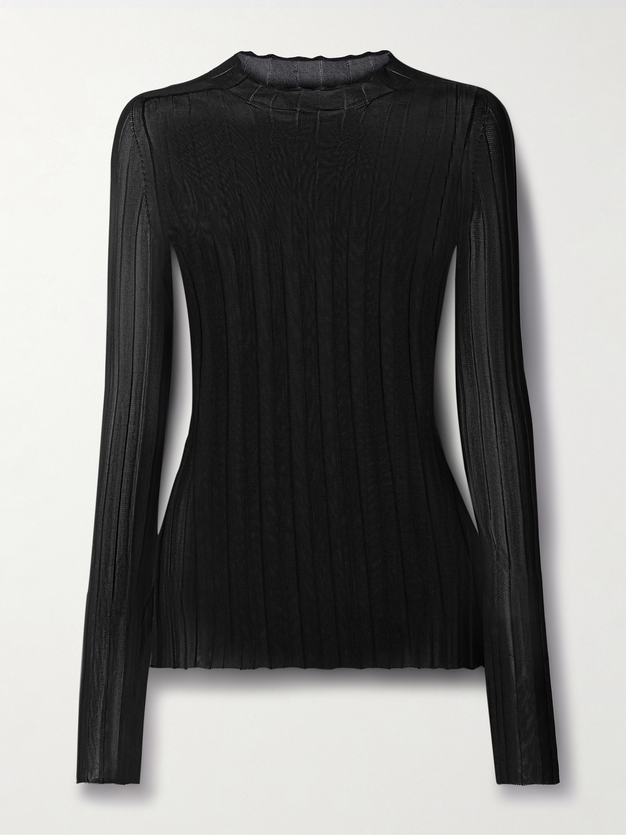 Khaite Cosette Semisheer Silk Blend Rib Knit Top In Black