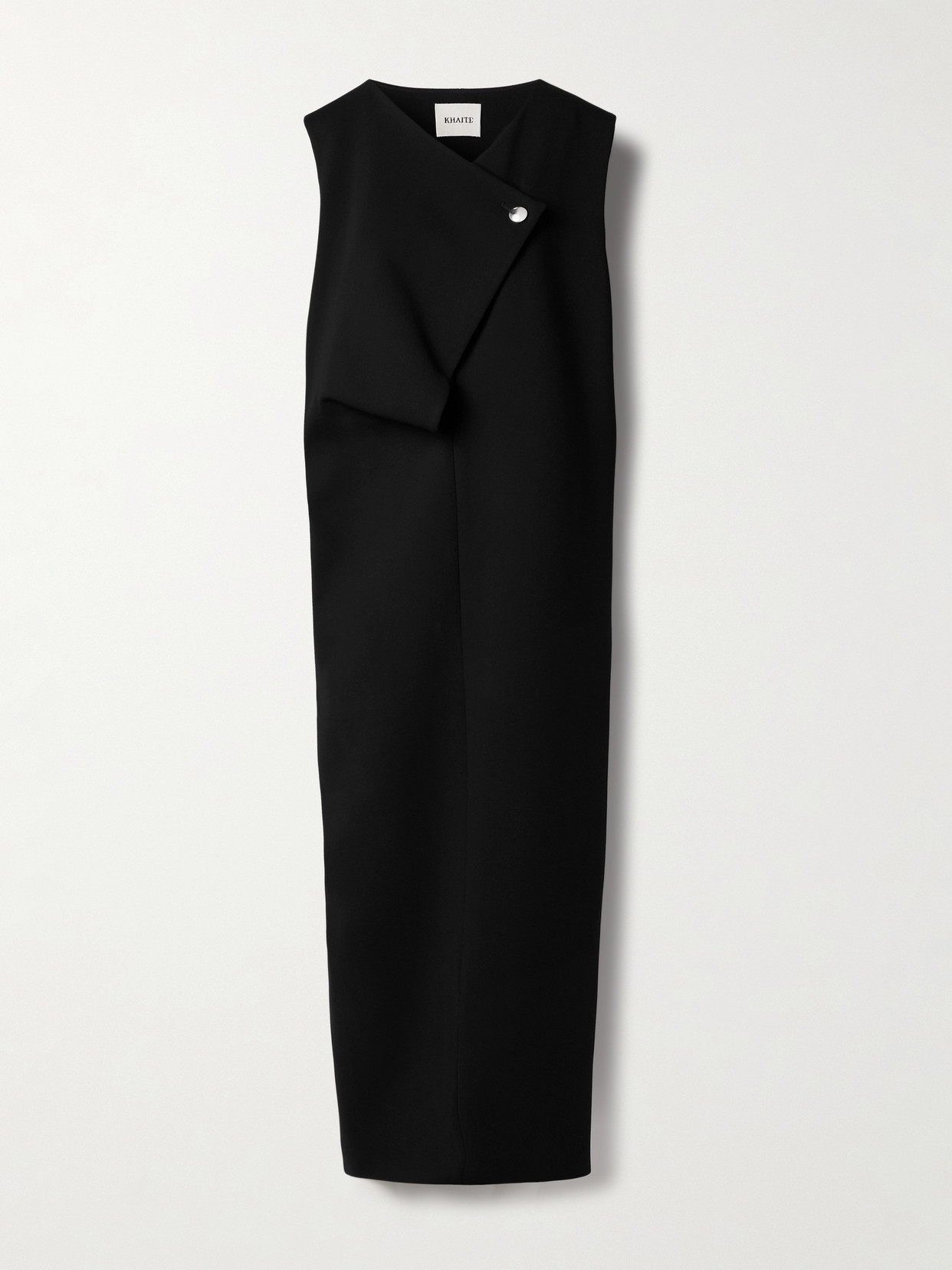 Khaite Crispin Draped Crepe Midi Dress In Black
