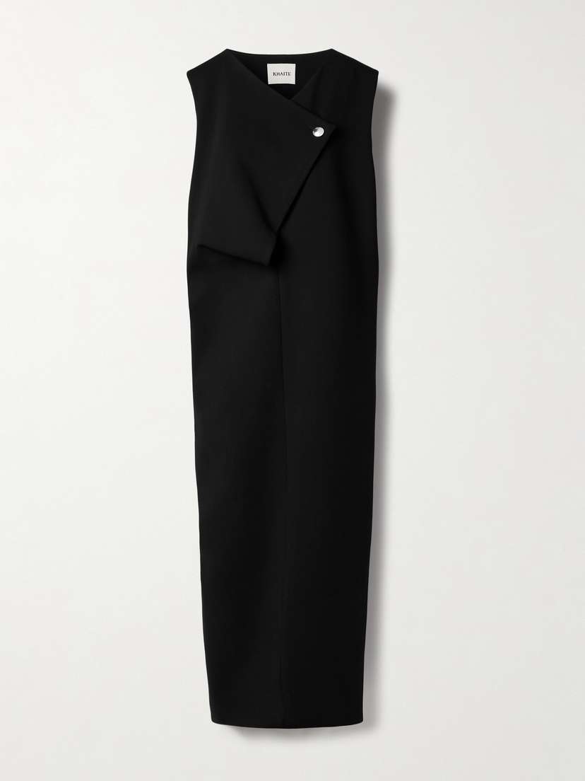 Khaite Crispin Draped Crepe Midi Dress