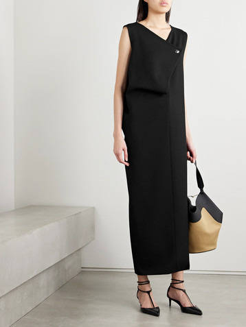 KHAITE Crispin draped crepe midi dress