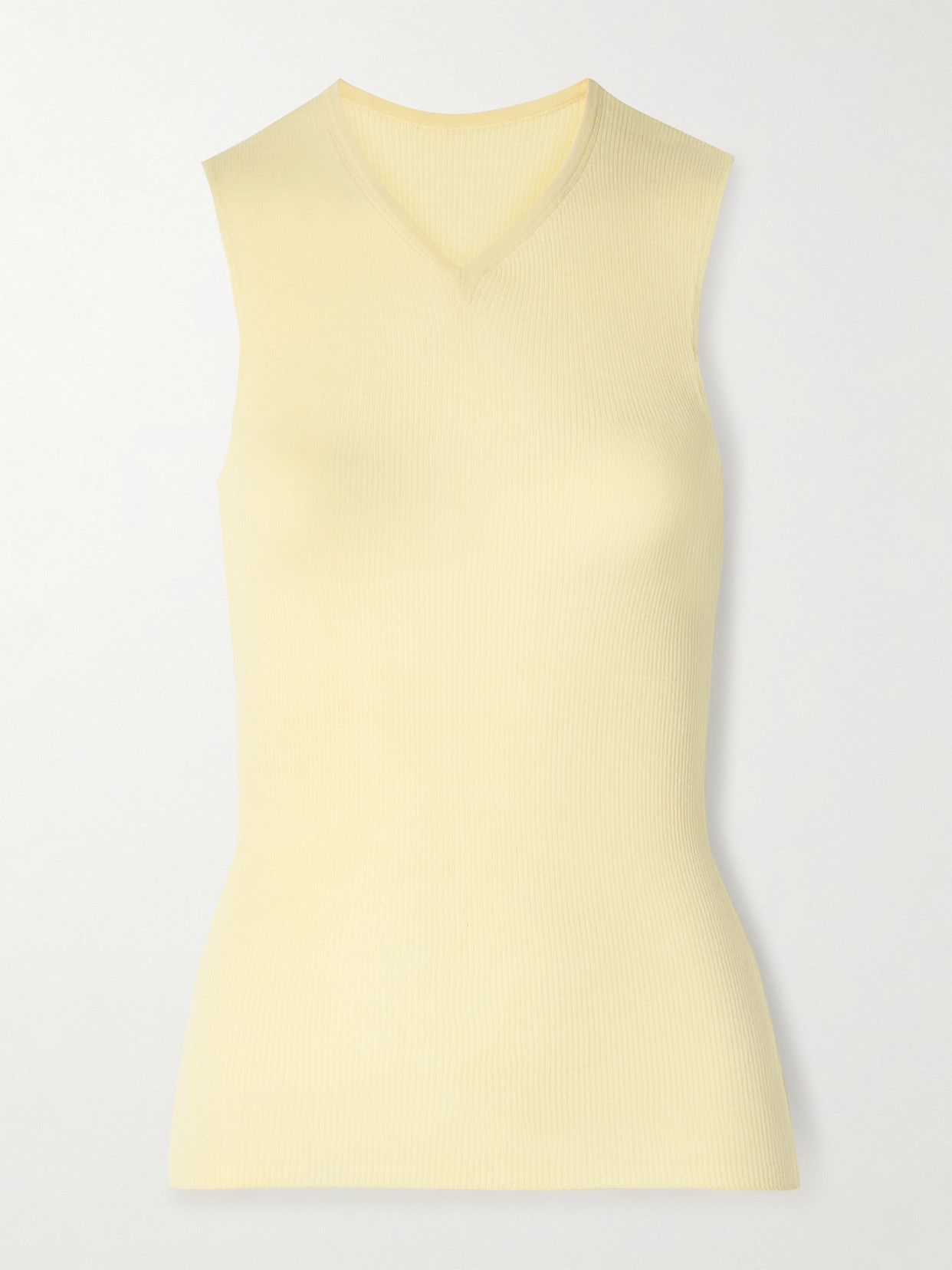 Khaite Renato Rib Merino Wool Blend Sleeveless Sweater In Yellow