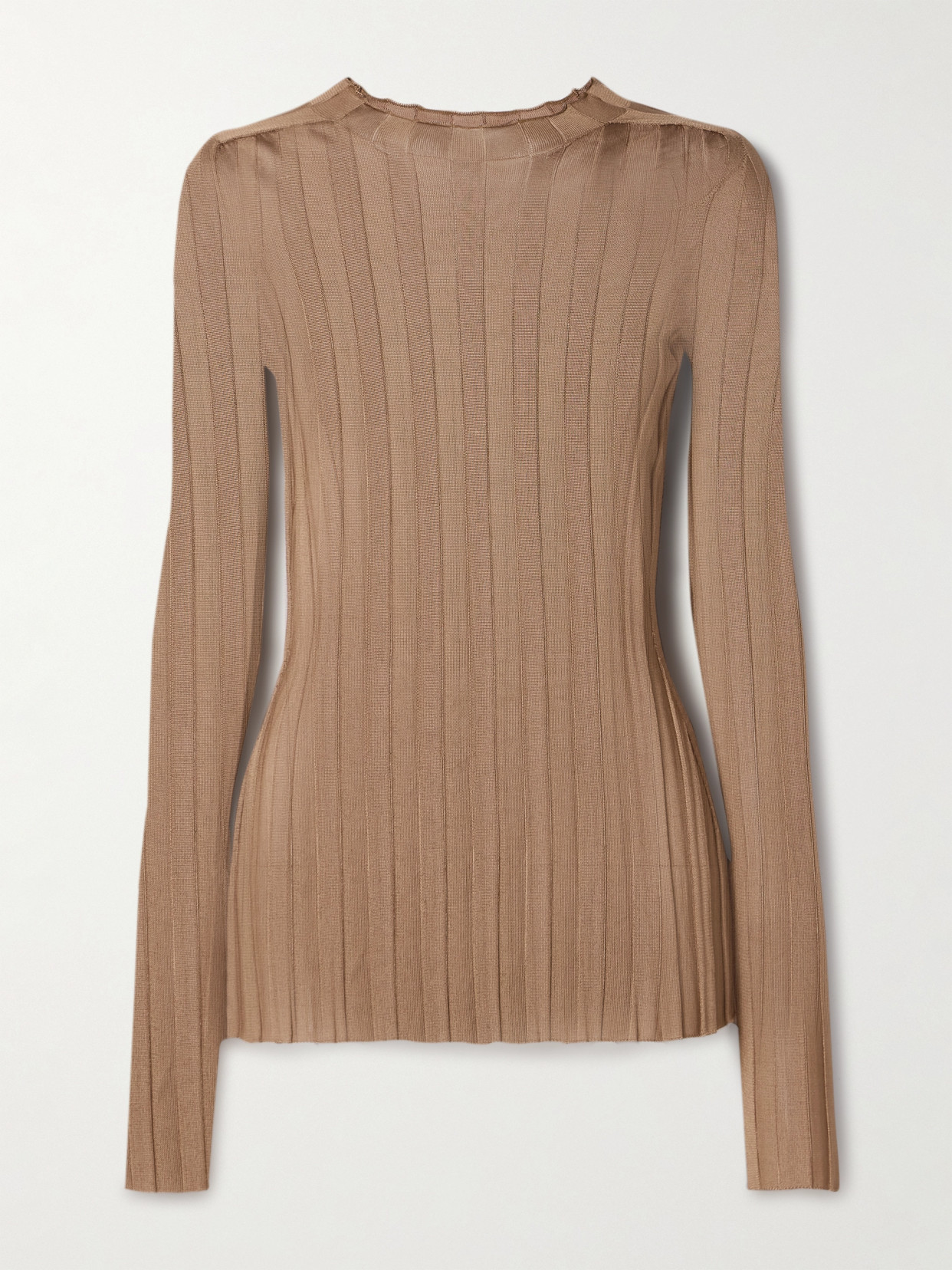 Khaite Cosette Ribbed-knit Top In Brown