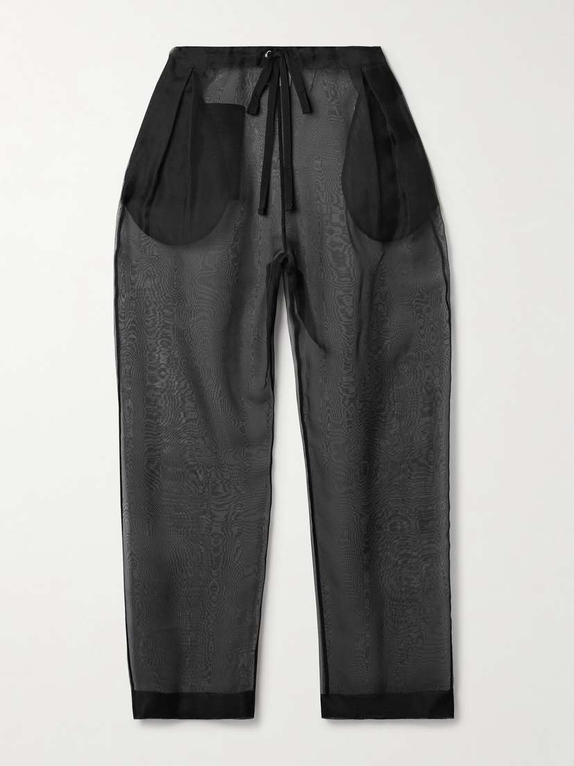 Khaite Trenton Pleated Silk-organza Tapered Pants
