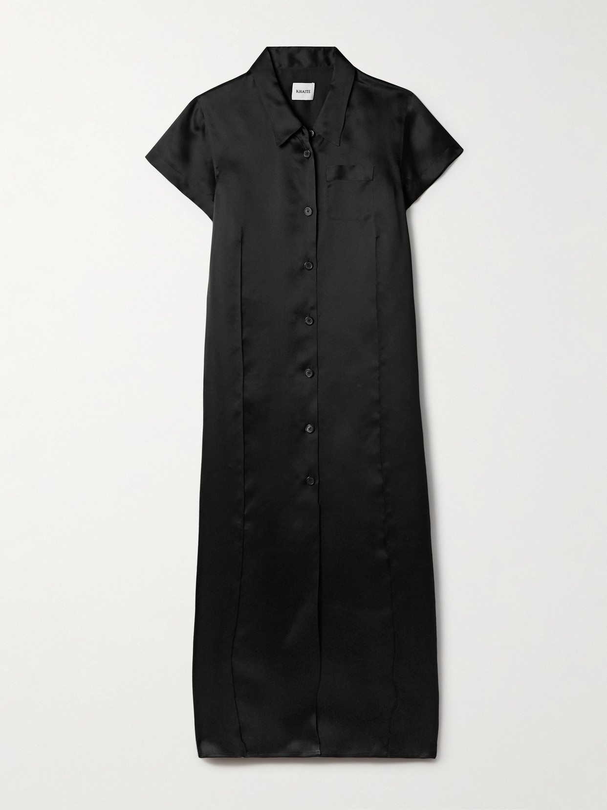 Khaite Effy Silk And Cotton-blend Organza Midi Shirt Dress In Black
