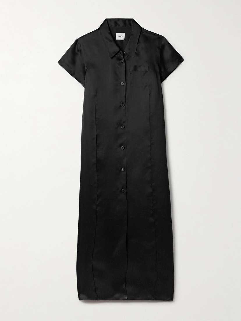 Khaite Effy Silk And Cotton-blend Organza Midi Shirt Dress