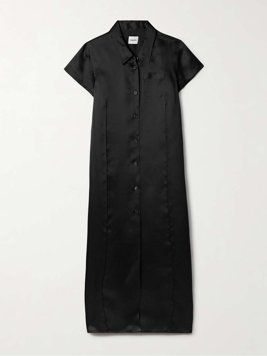 effy silk and cotton-blend organza midi shirt dress