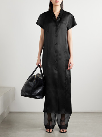 KHAITE Effy silk and cotton-blend organza midi shirt dress