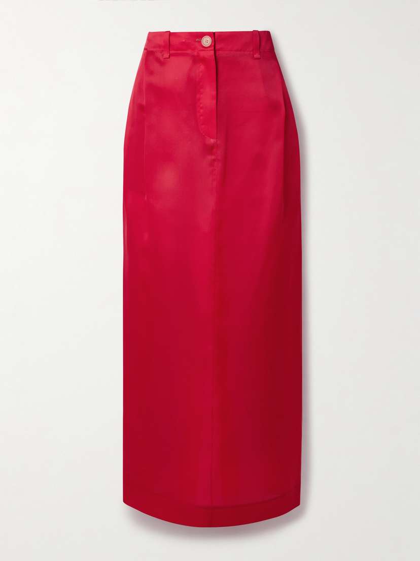 Khaite Lucian Pleated Silk-organza Maxi Skirt