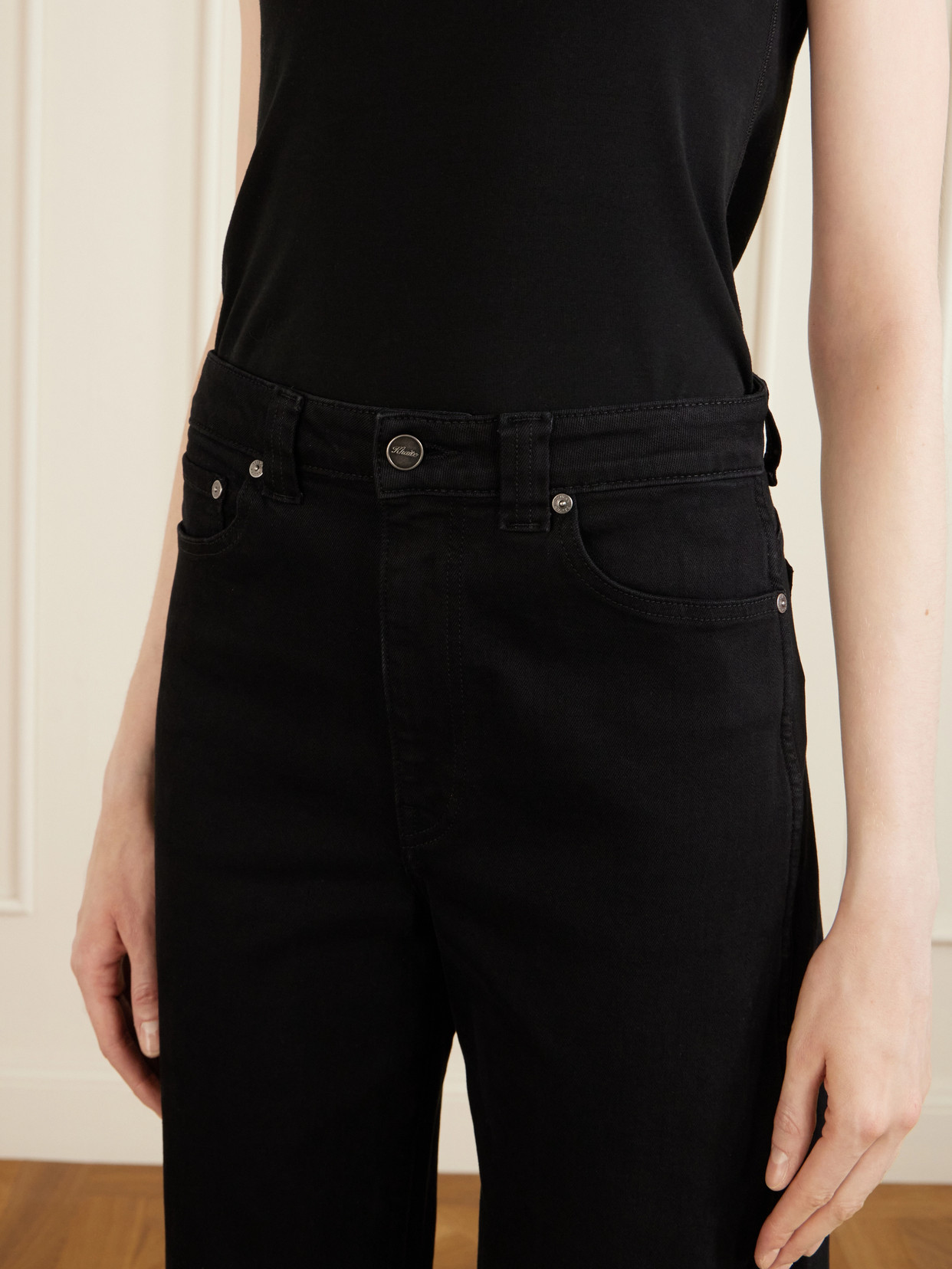 Khaite Kyle Straight Cotton Denim Jeans In Black