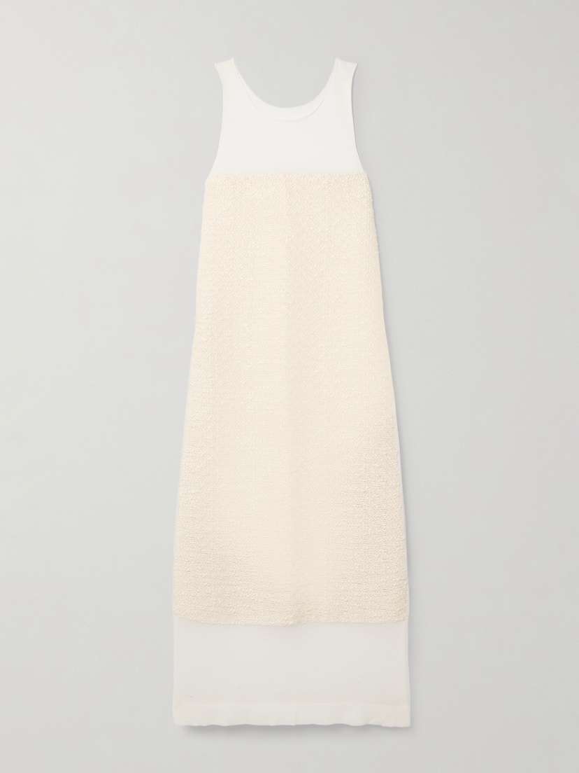 Khaite Miriele Tweed-paneled Knitted Maxi Dress