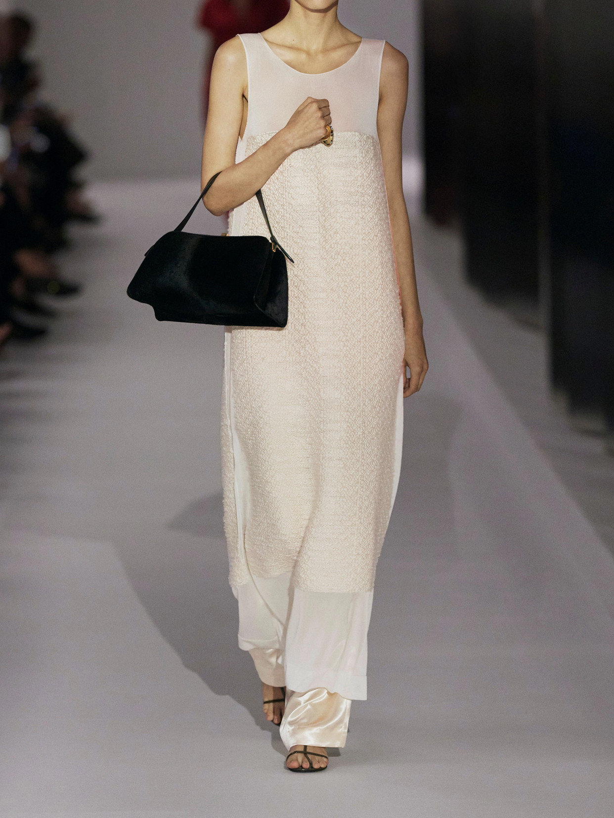 Khaite Miriele Tweed-paneled Knitted Maxi Dress In Ivory