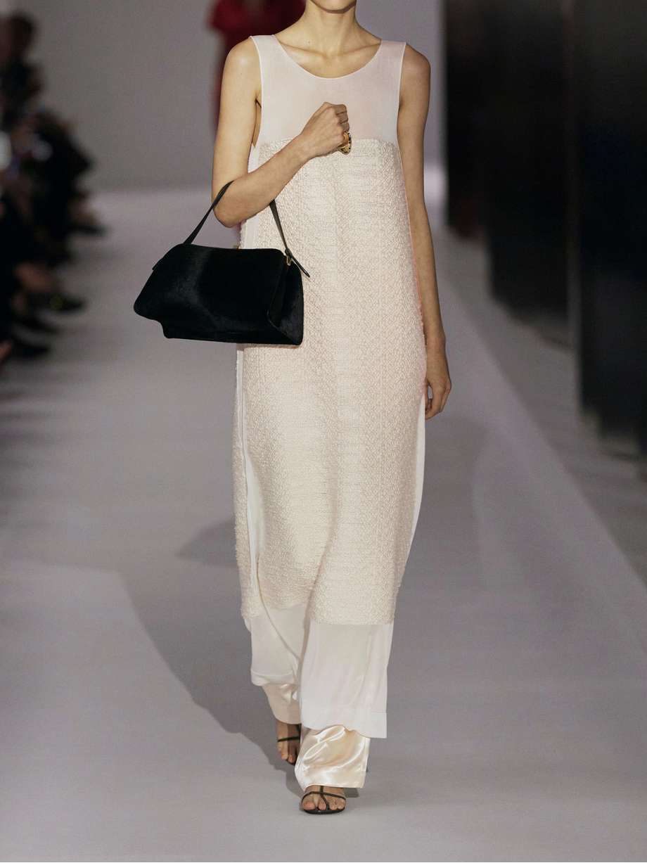 miriele tweed-paneled knitted maxi dress