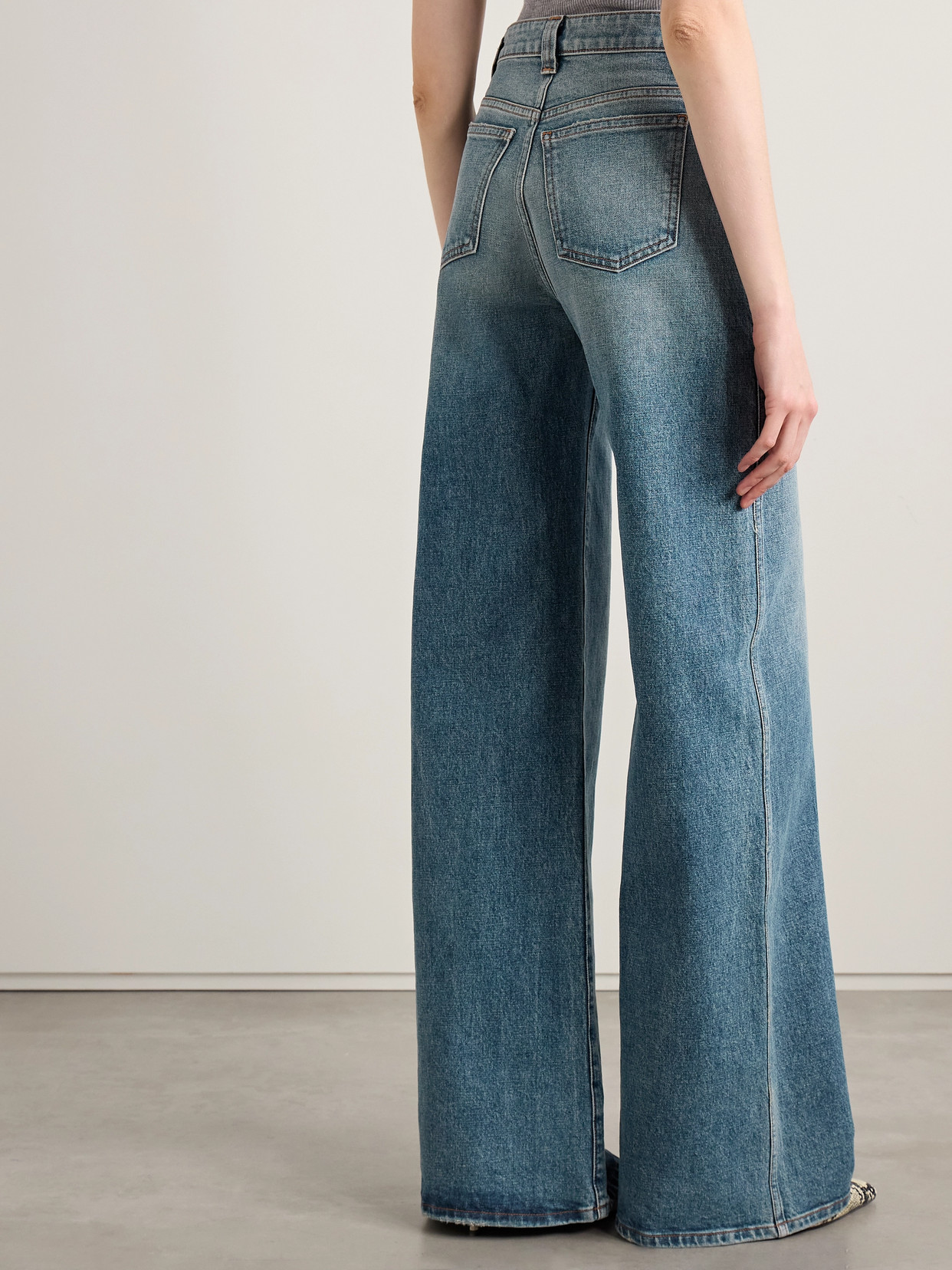 Khaite Dane High-rise Wide-leg Jeans In Blue