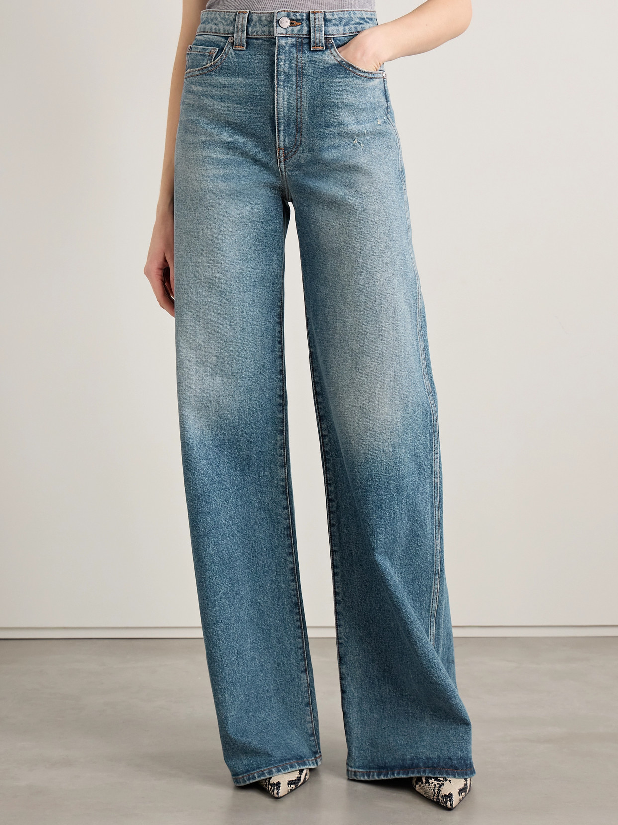 Khaite Dane High-rise Wide-leg Jeans In Blue