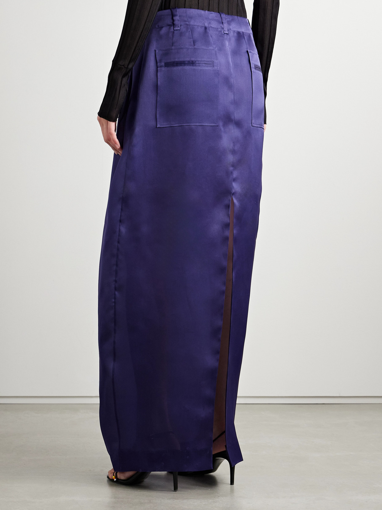 Khaite Lucian Pleated Silk-organza Maxi Skirt In Blue