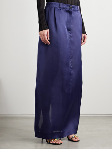 KHAITE Lucian pleated silk-organza maxi skirt