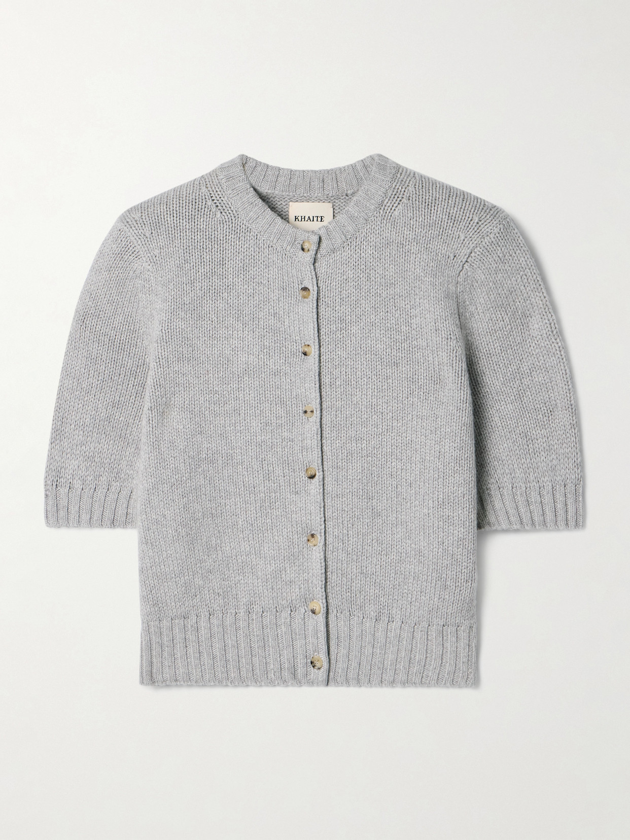 Khaite Nora Cropped Cashmere Cardigan In Gray